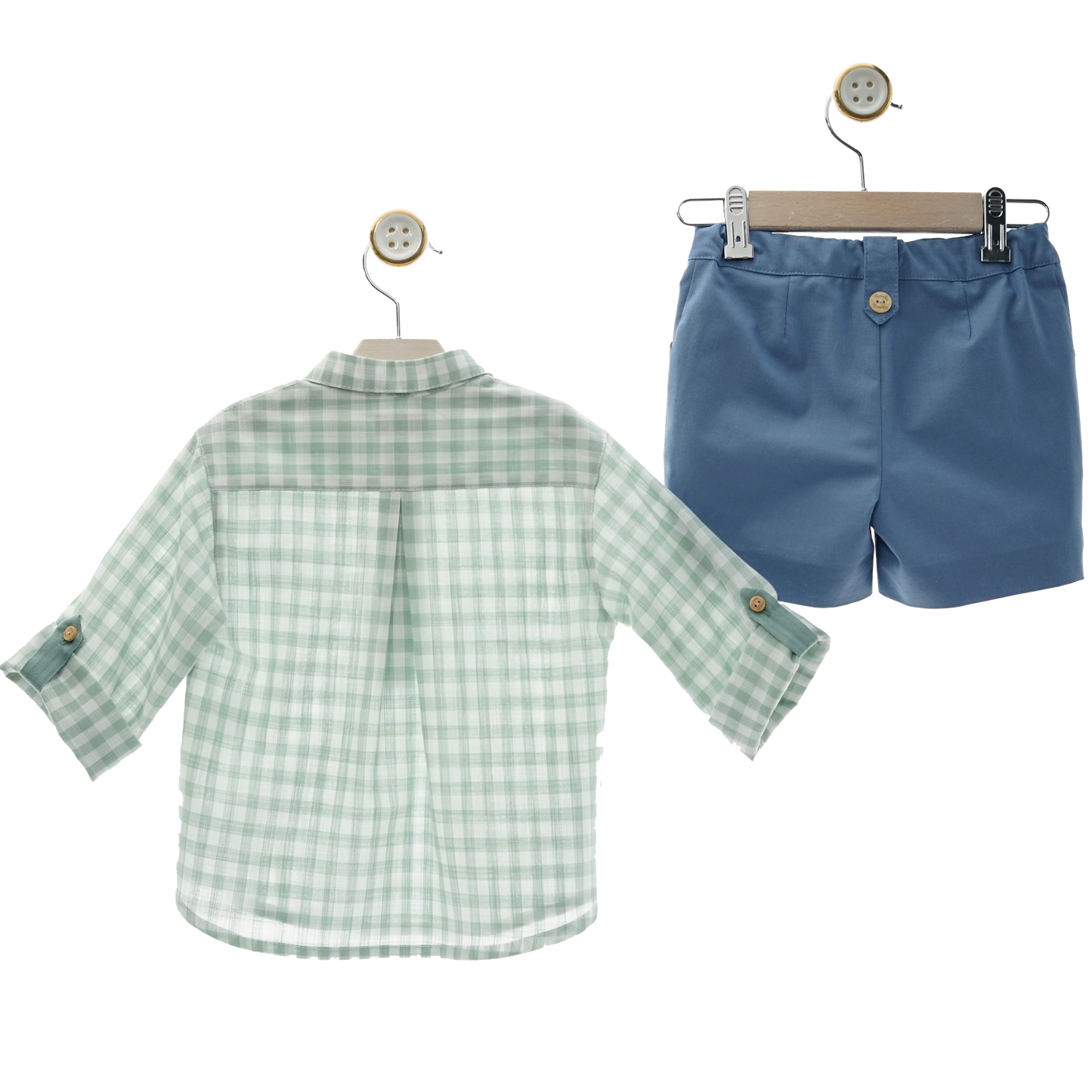 Set of shorts and plaid shirt