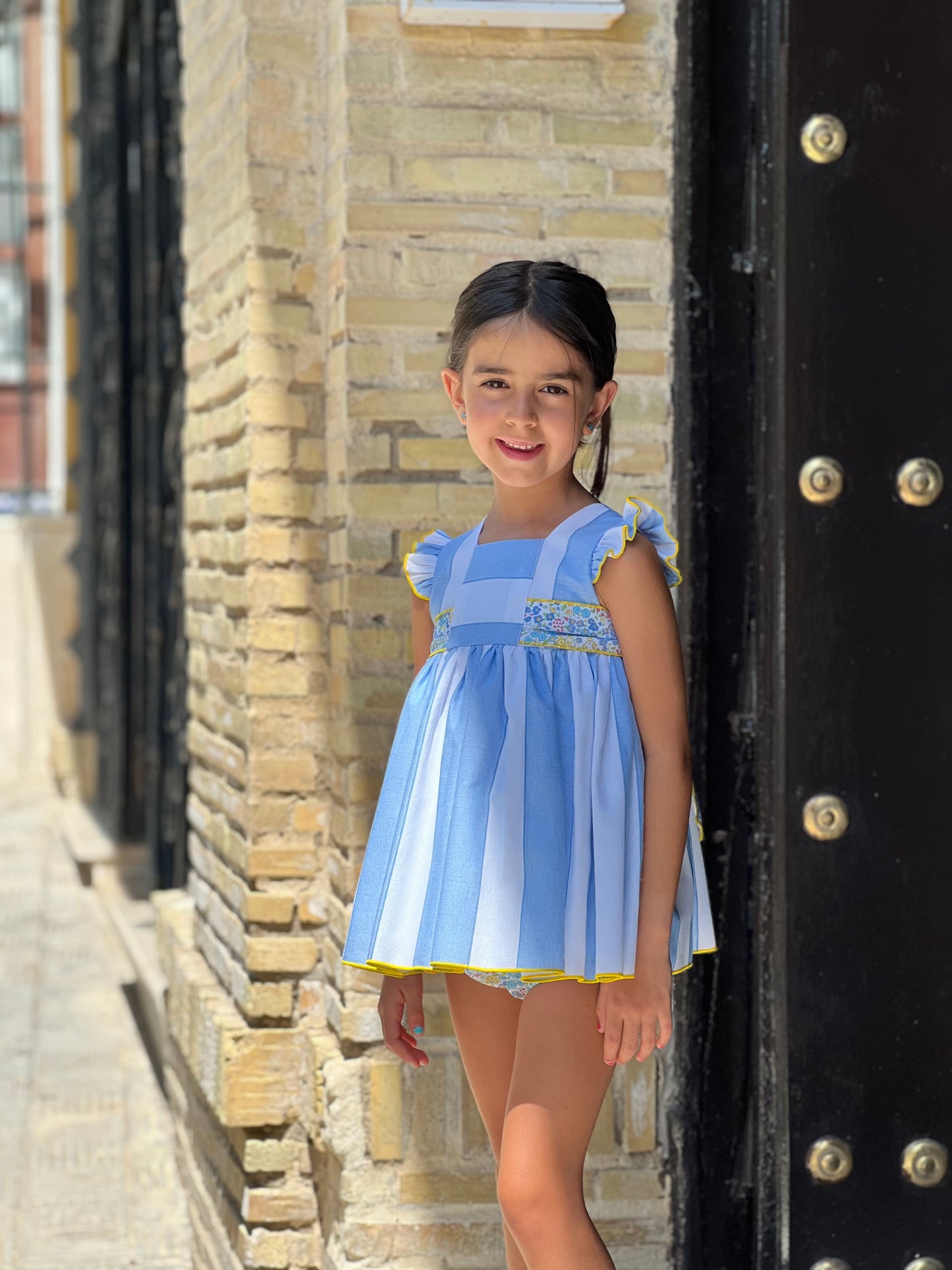 Baby Dress with Blue Stripes