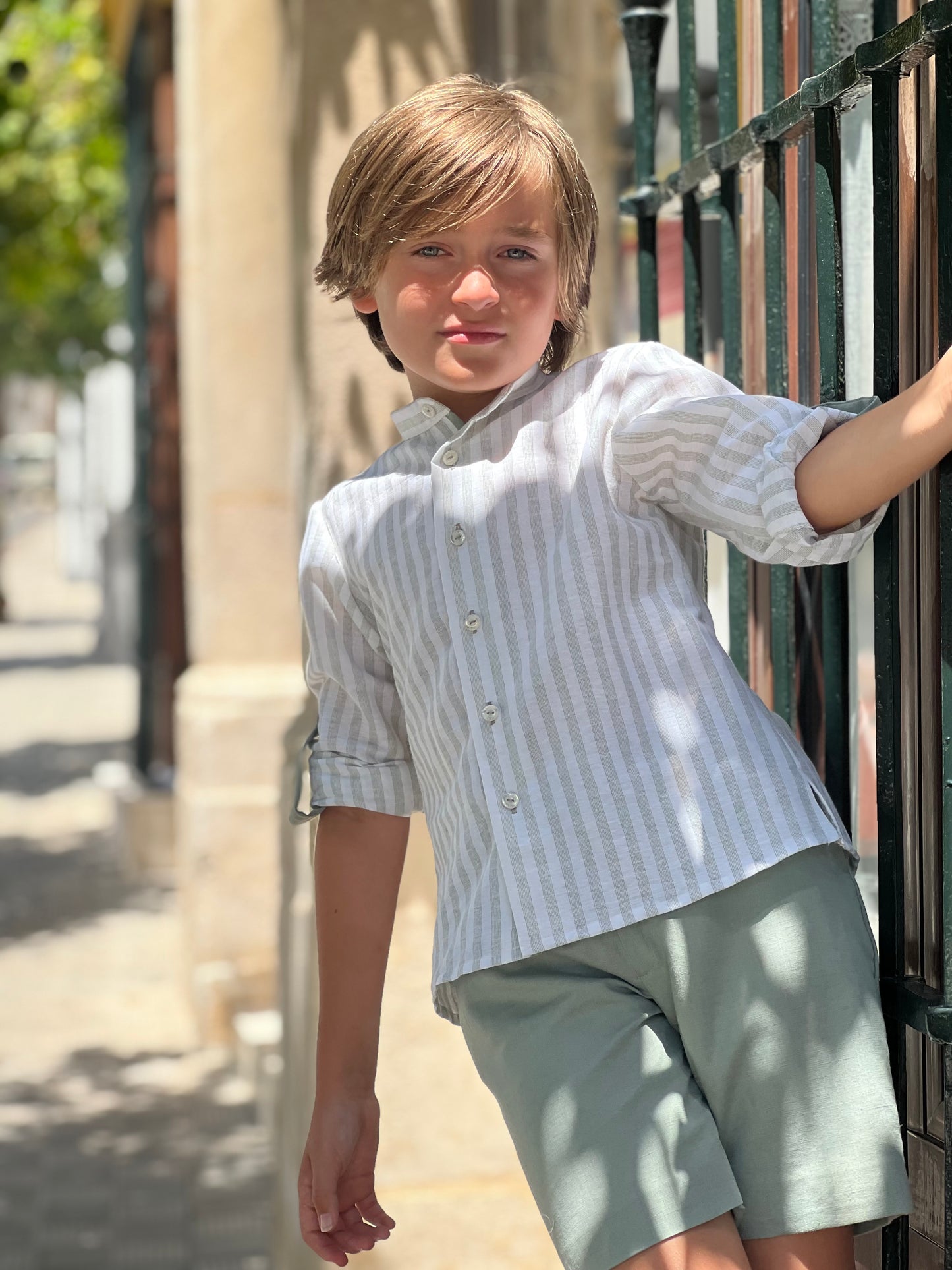 Green Striped Boy's Set