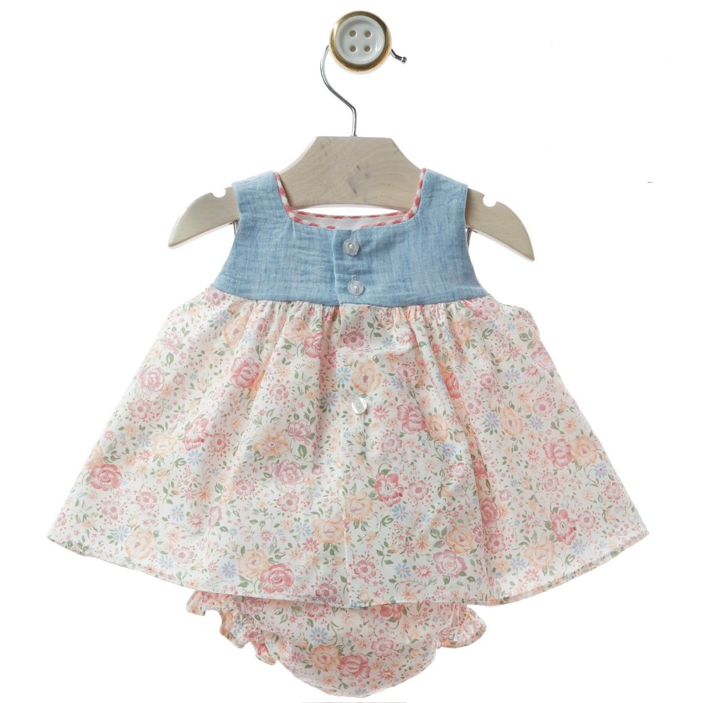 Pink and Blue Rose Dress for Baby