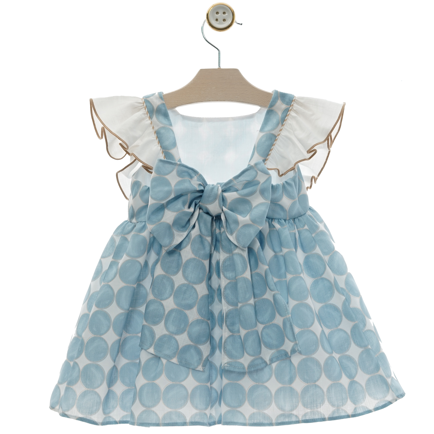Blue dress with balls and ruffles