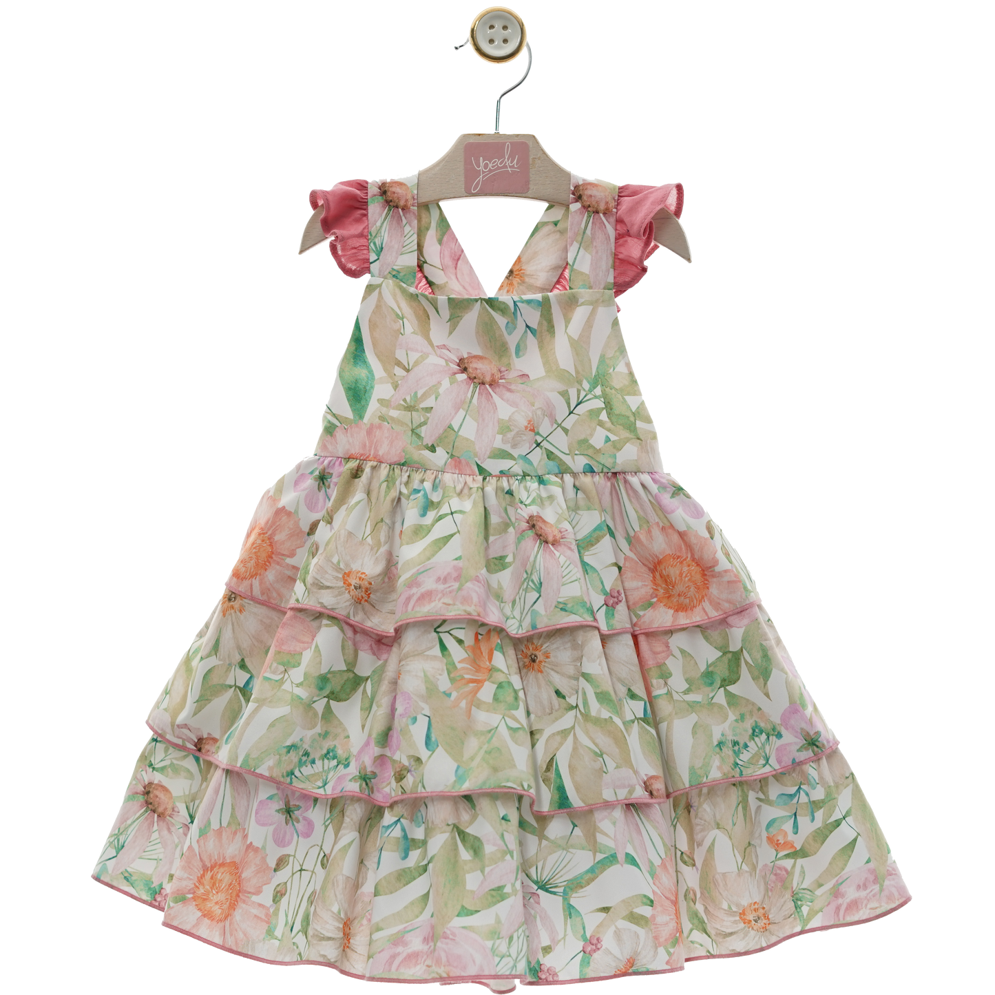 Dress with ruffles and flowers