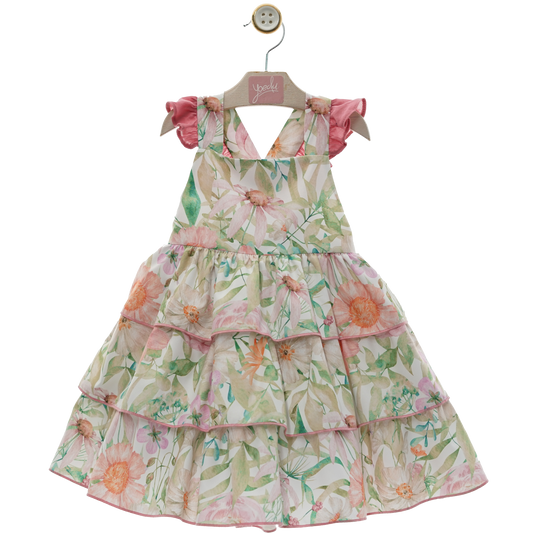 Dress with ruffles and flowers