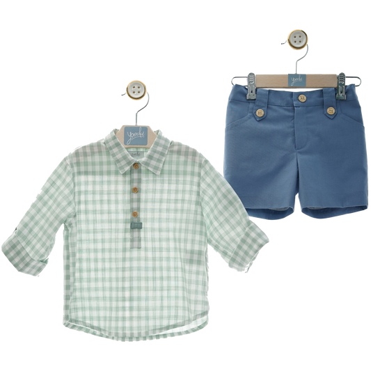 Set of shorts and plaid shirt