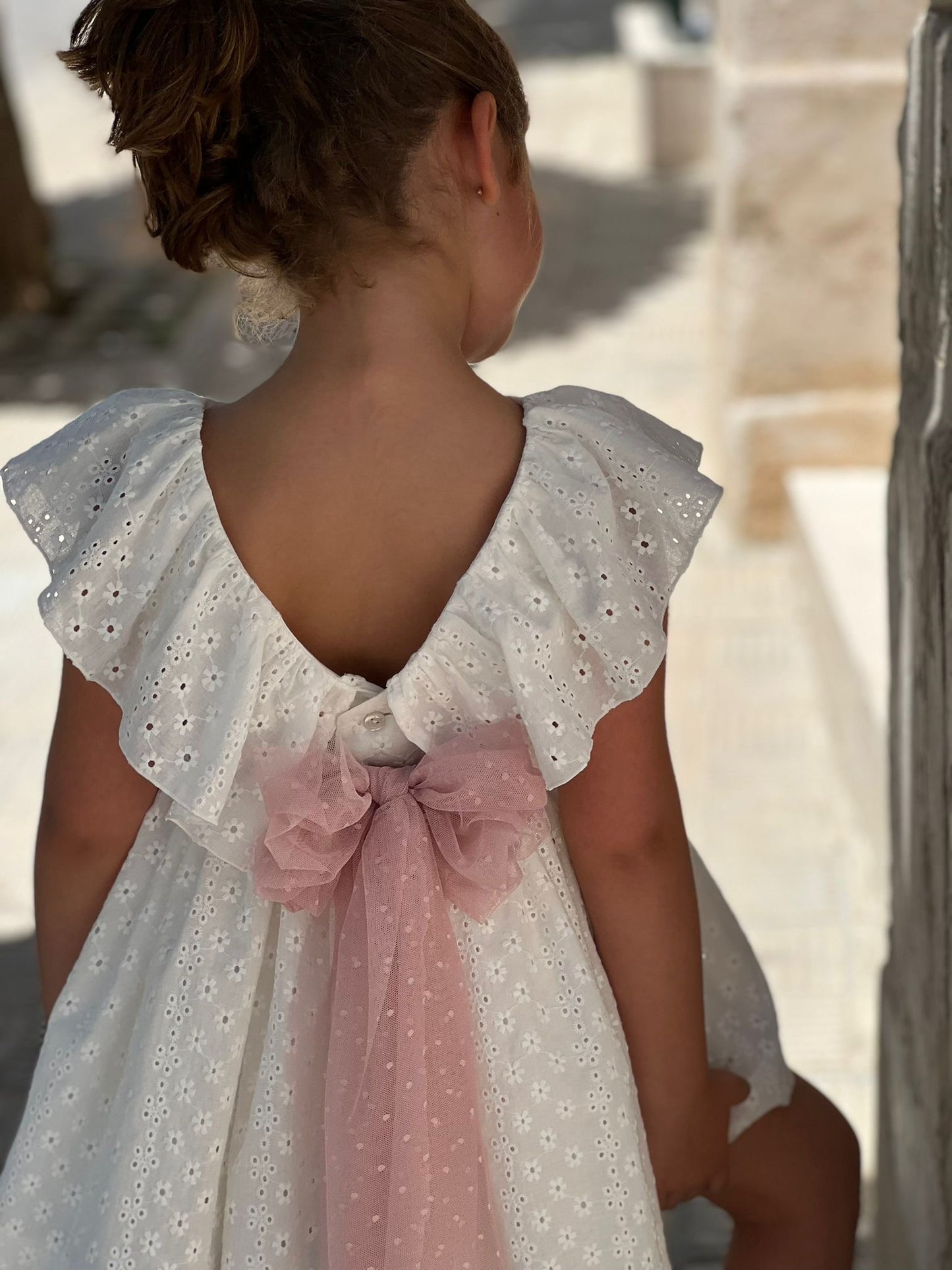 White Embroidered Fabric Dress