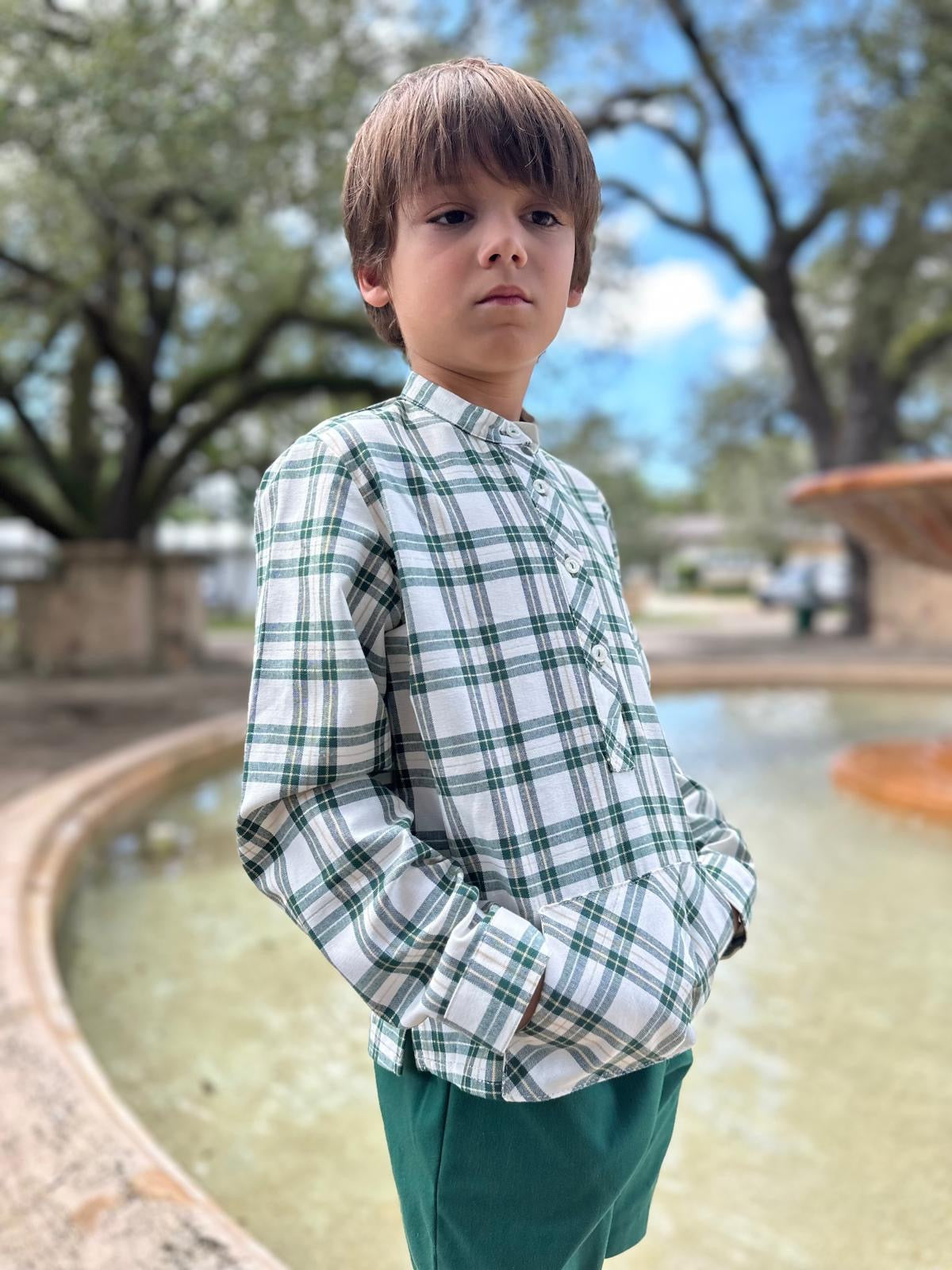 Green Plaid Boy's Set