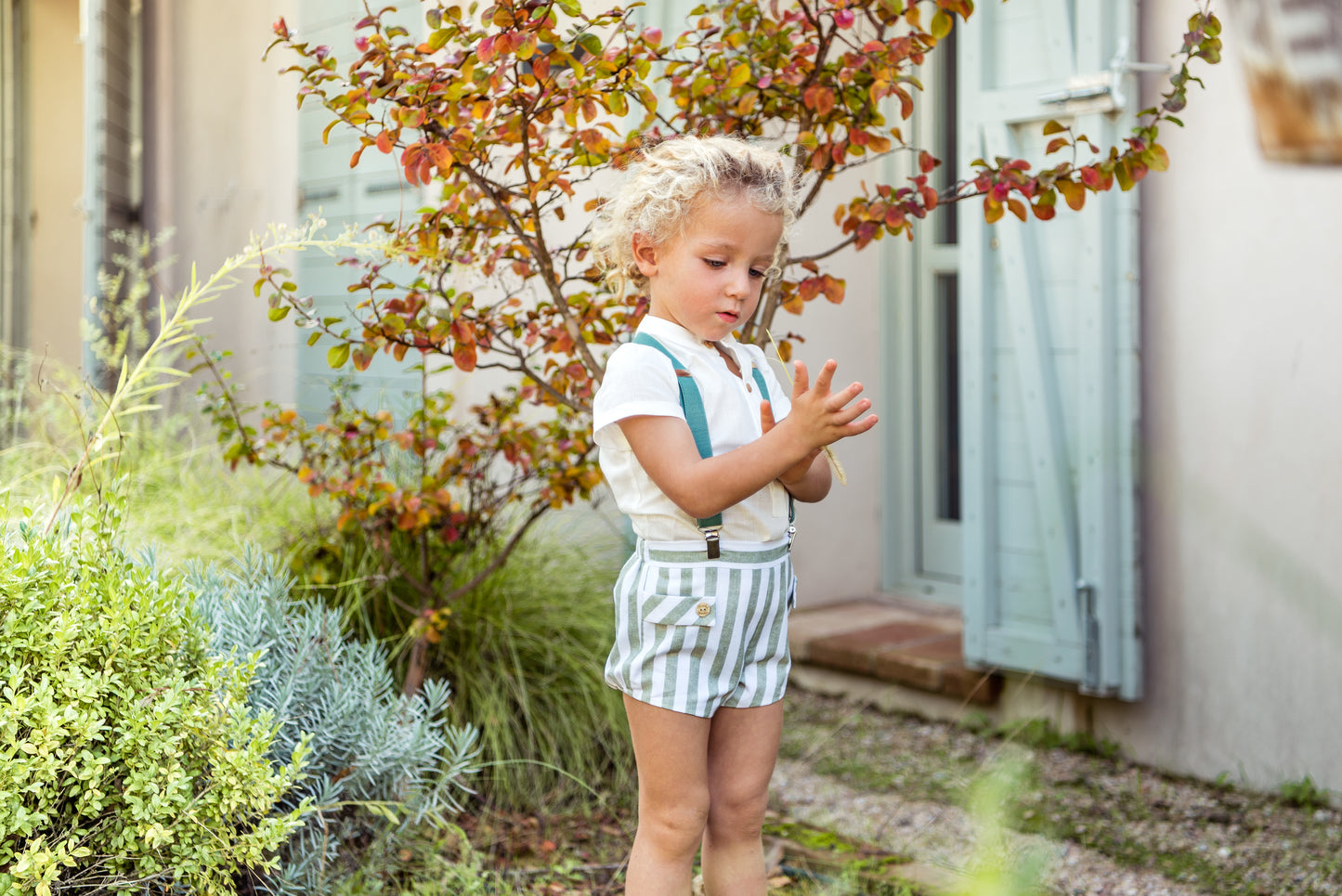 Boy's Short Set with Suspenders