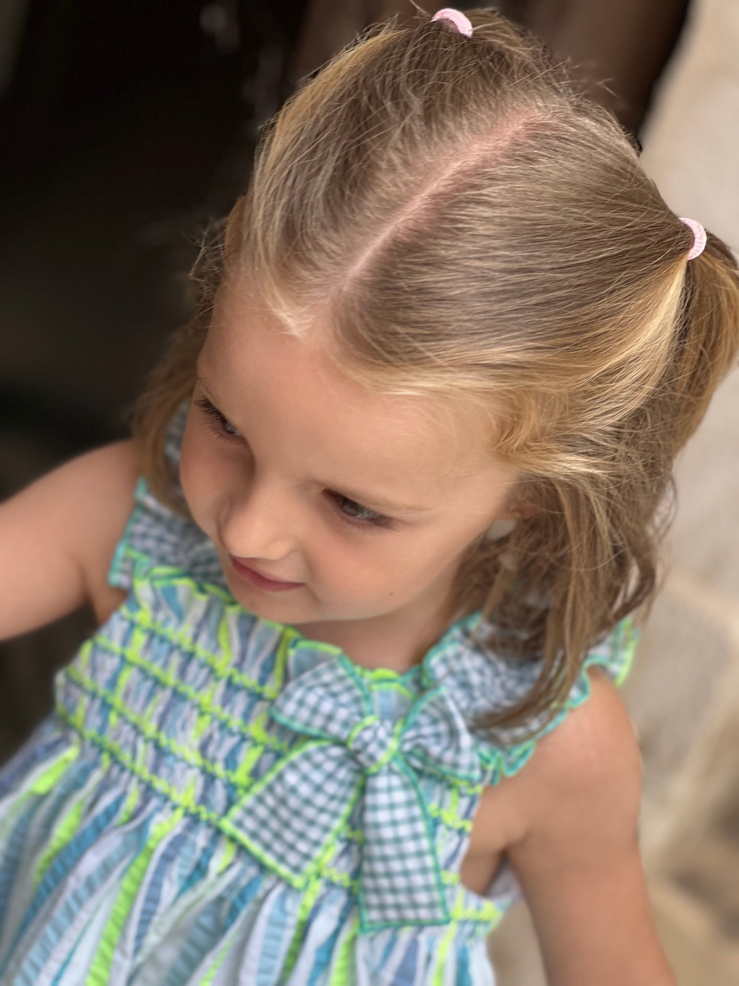 Neon Striped Baby Dress with a Little Bow