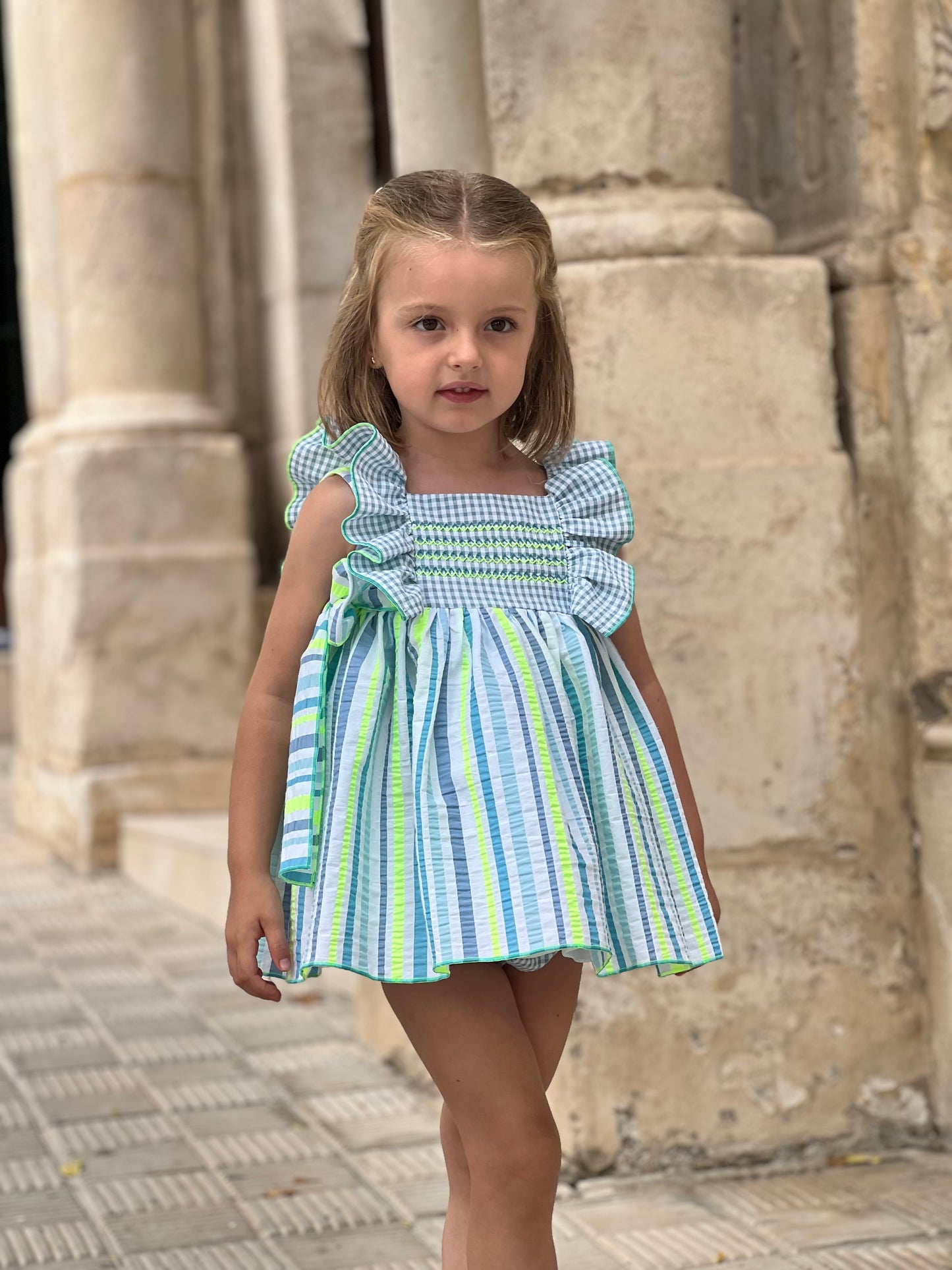 Neon Striped Baby Dress