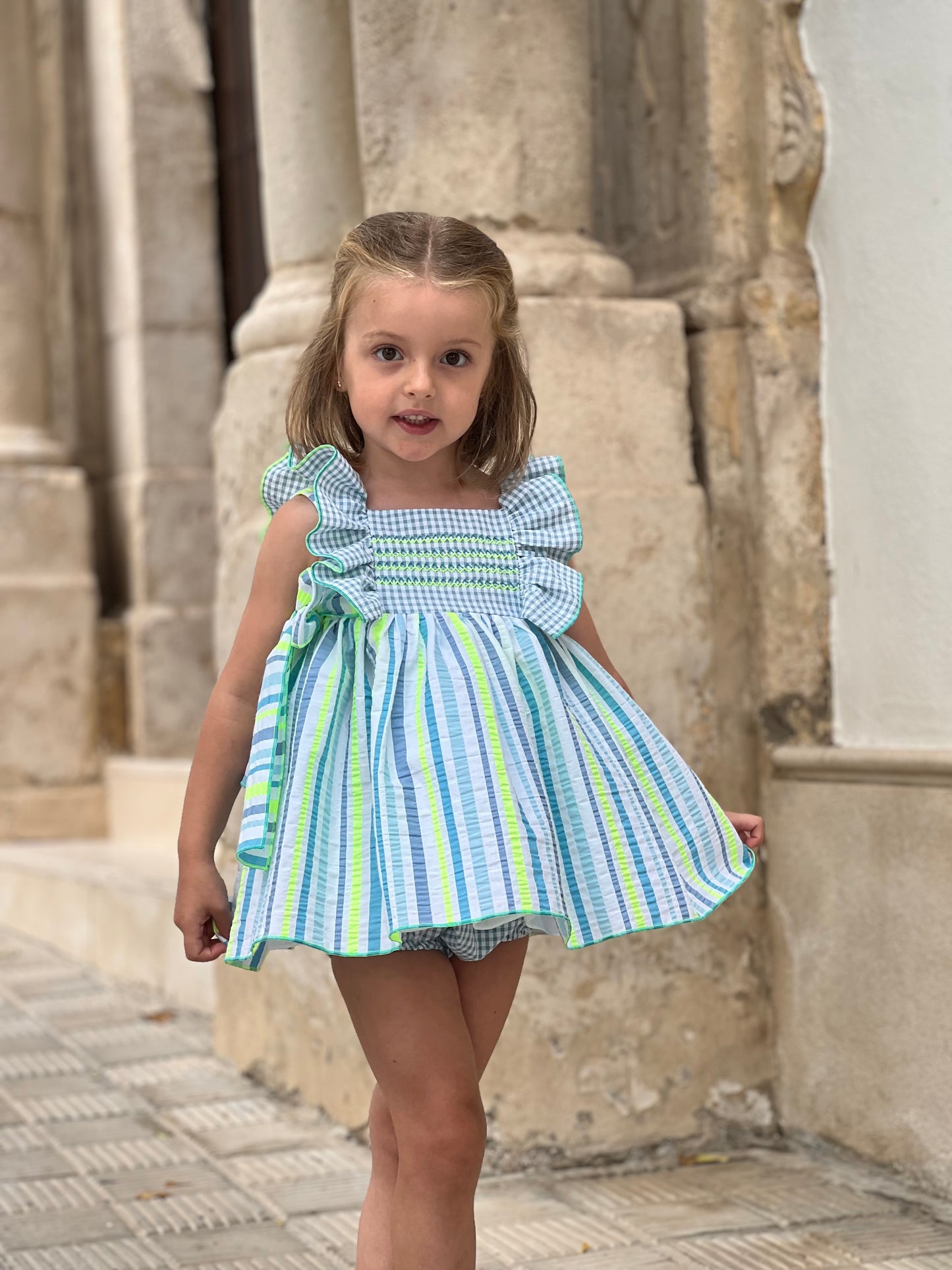 Neon Striped Baby Dress