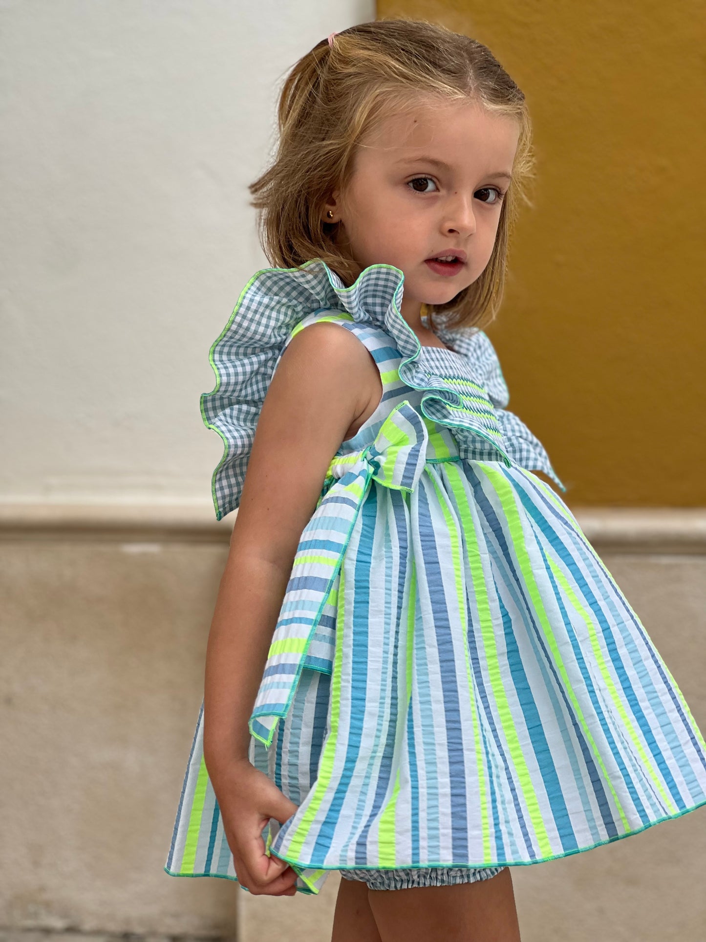 Neon Striped Baby Dress