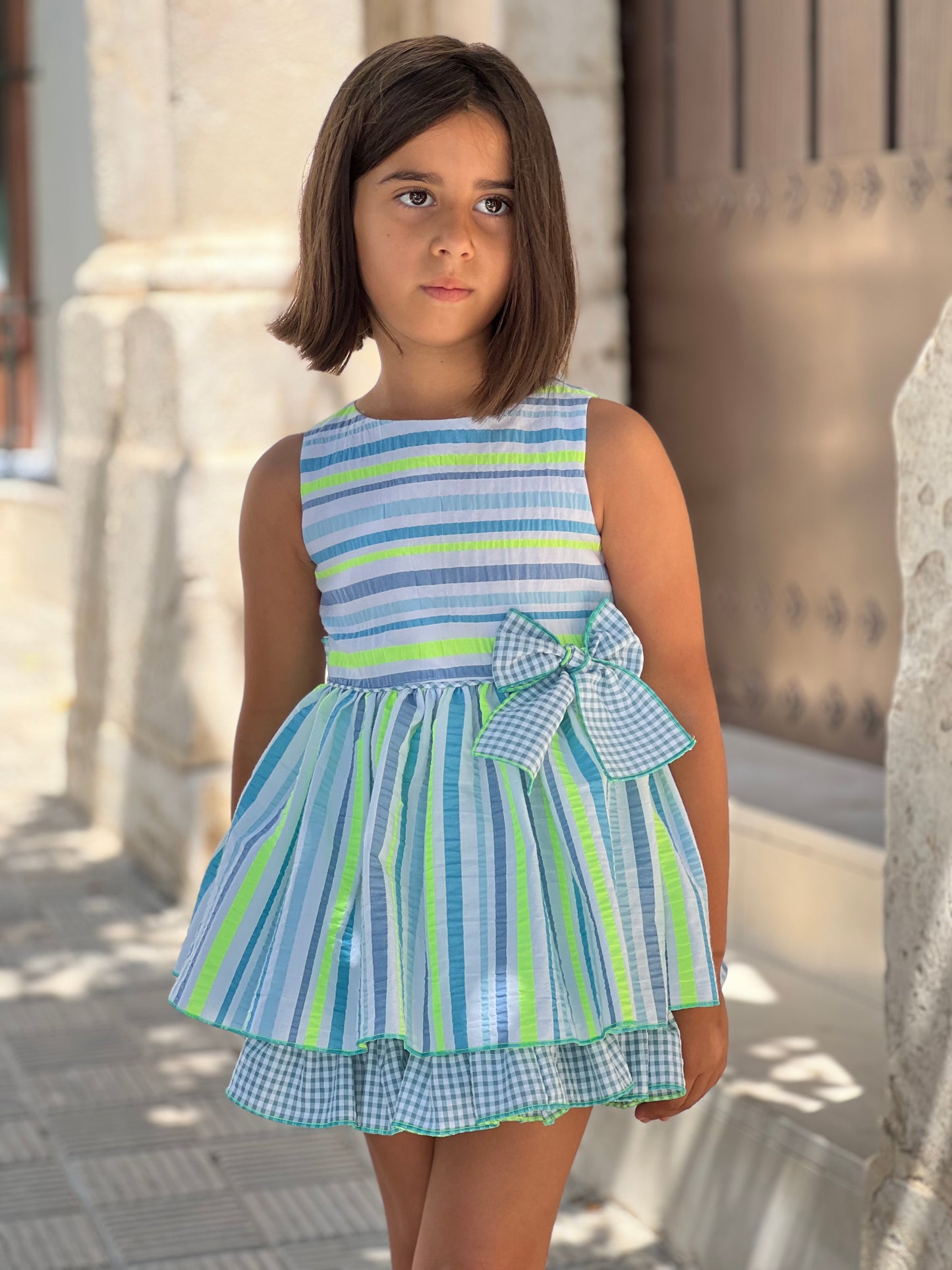 Girls' Neon Striped Dress