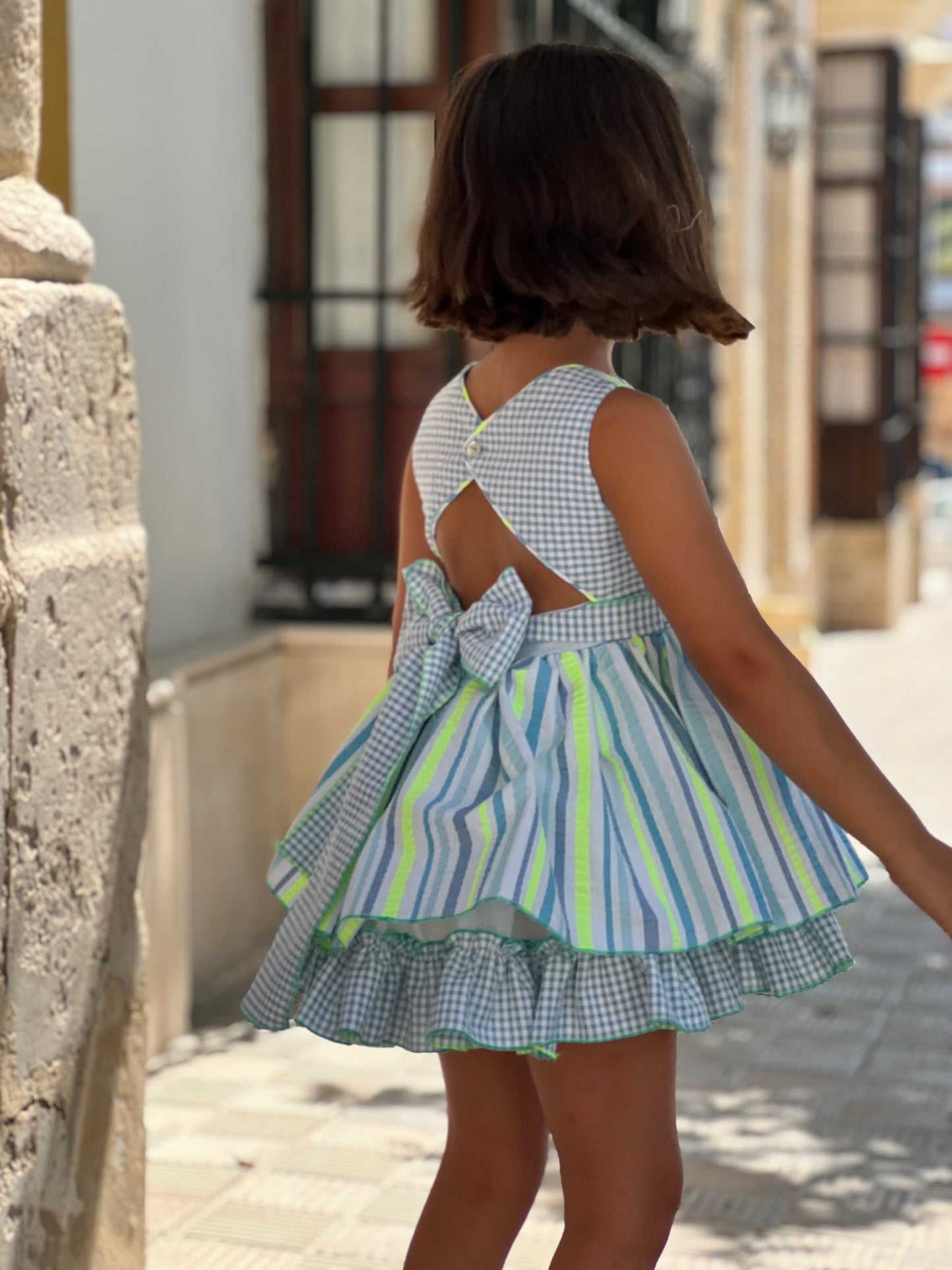 Girls' Neon Striped Dress