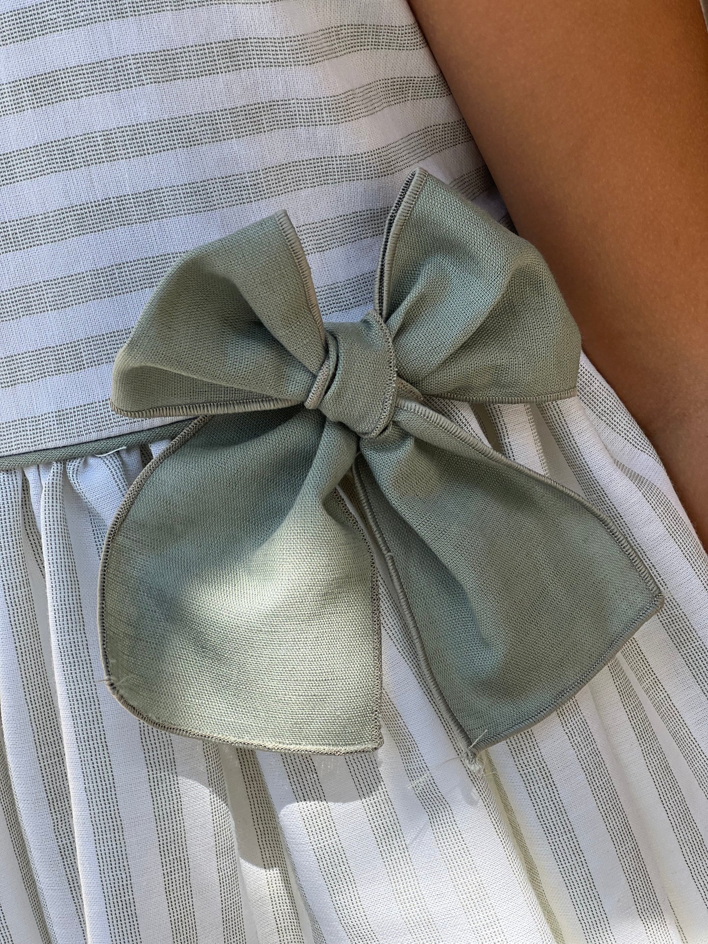 Girls' Green and White Striped Dress