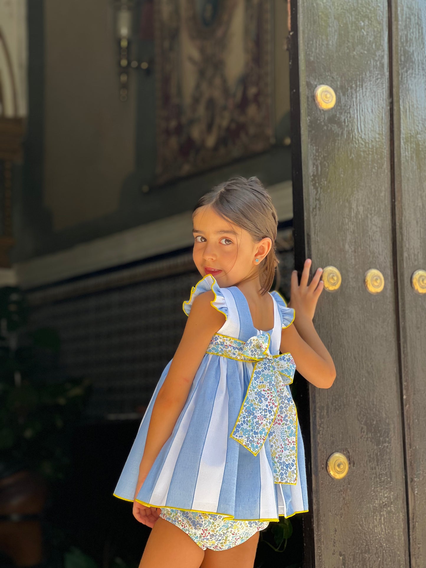 Baby Dress with Blue Stripes