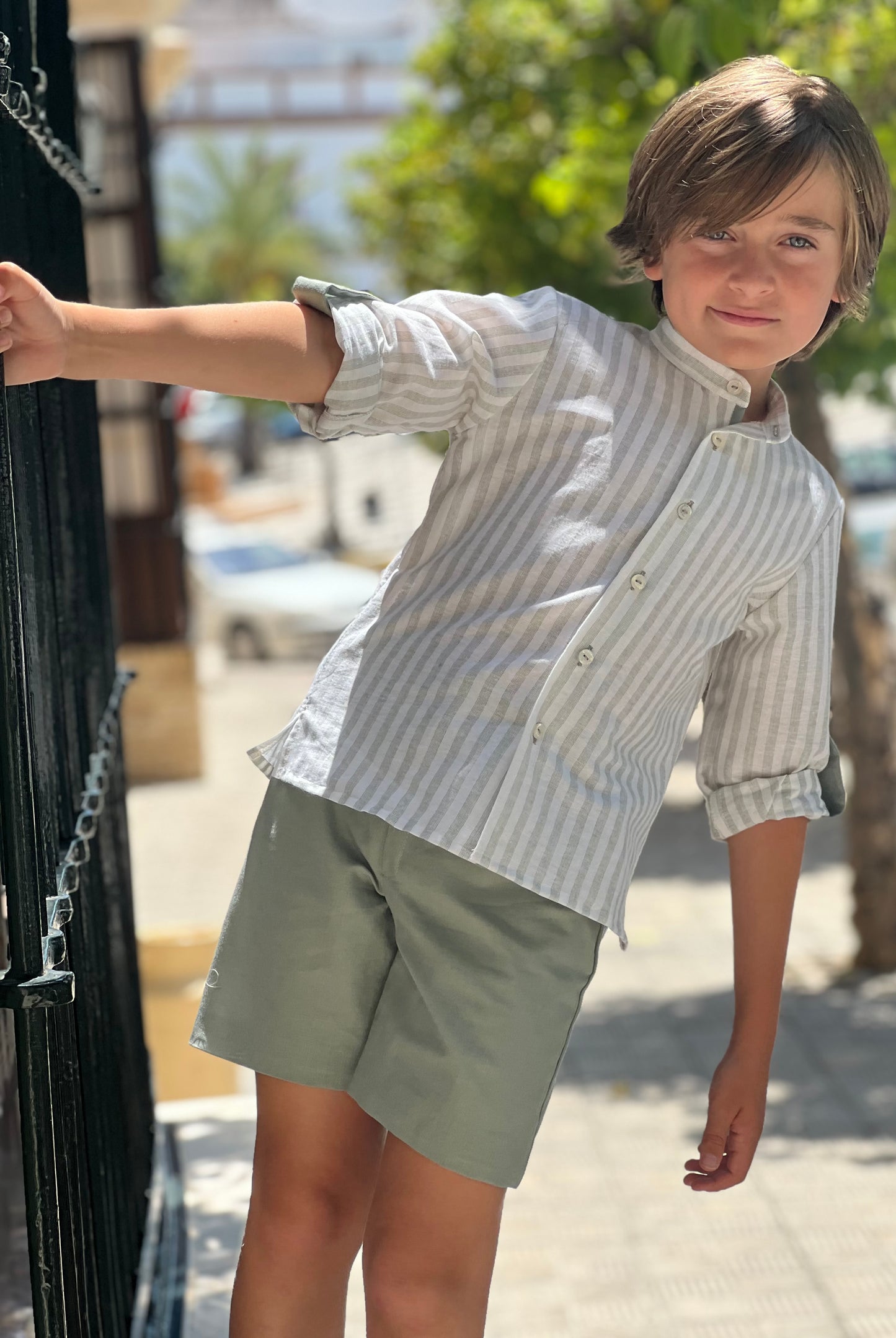 Green Striped Boy's Set