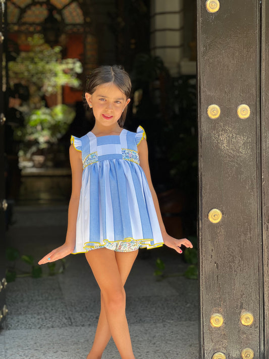 Baby Dress with Blue Stripes