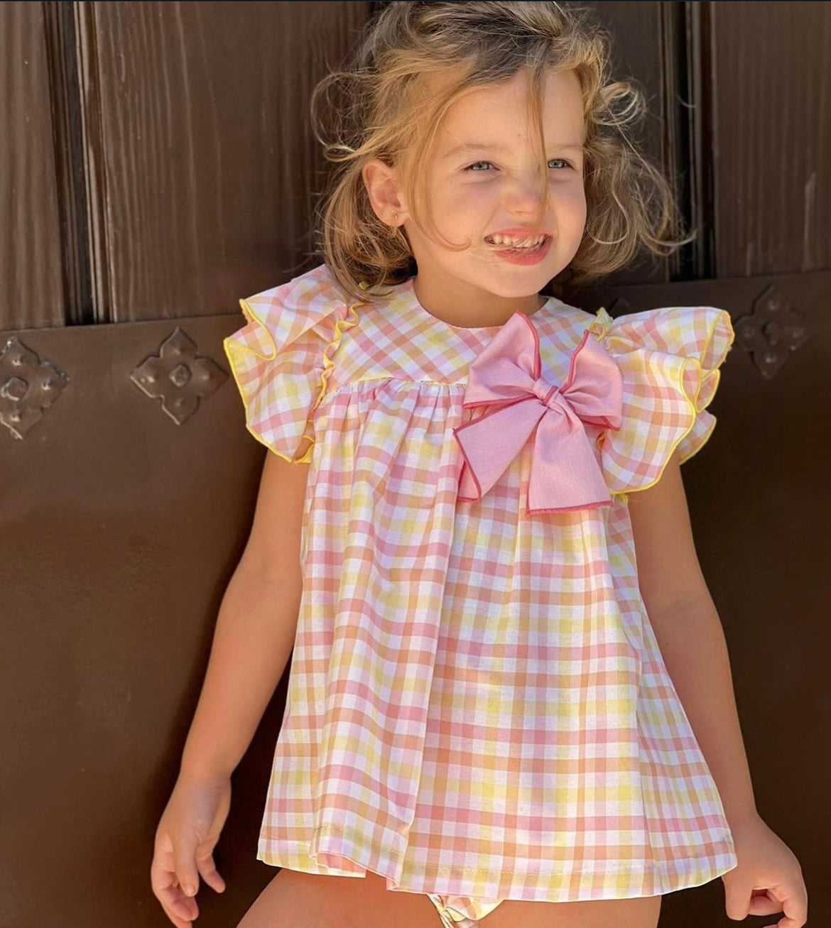 Plaid Dress with Bow