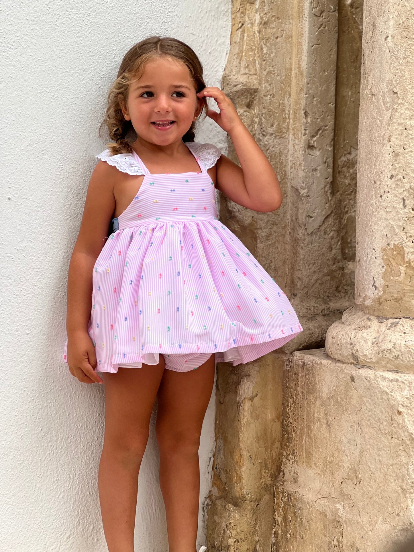 Pink dress with lace on the back