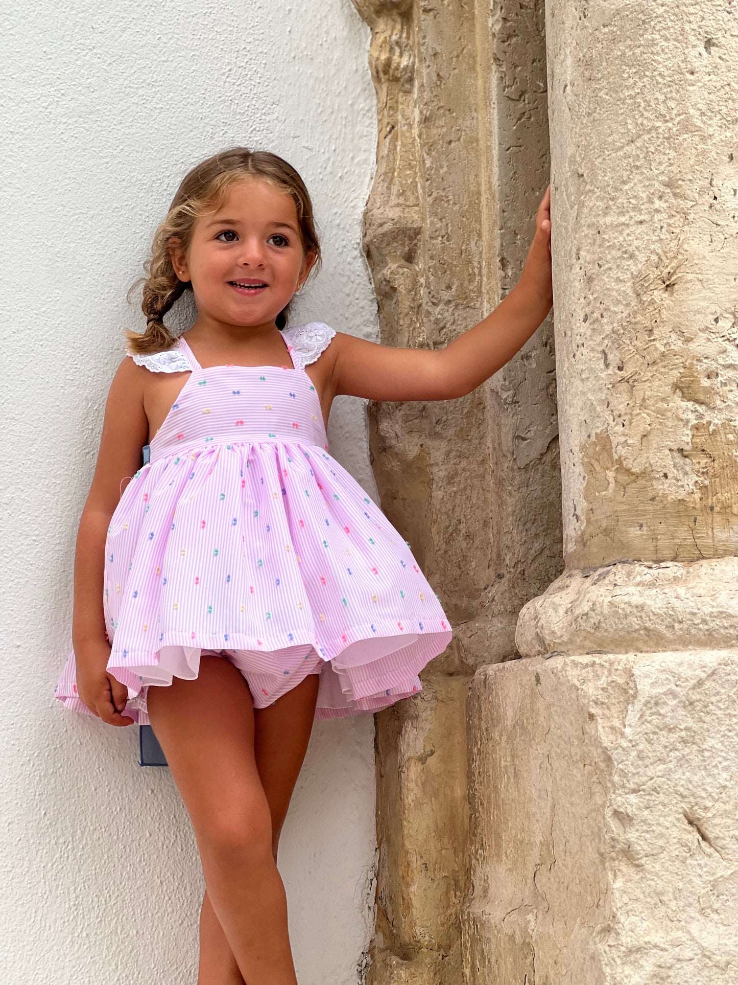 Pink dress with lace on the back