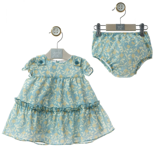 Turquoise Leaf Can-Can Dress for Girls