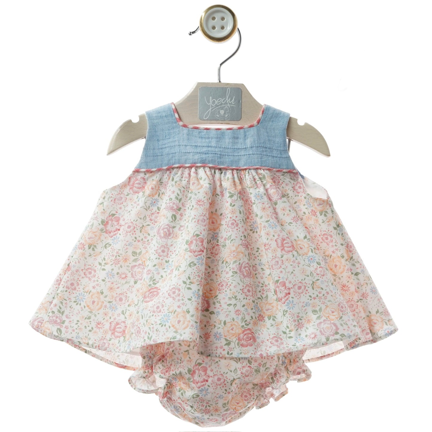 Pink and Blue Rose Dress for Baby