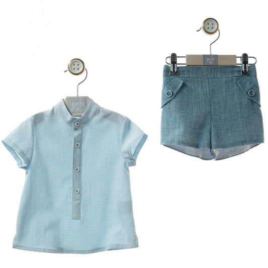 Elegant Short-Sleeve Blue Boy's Set