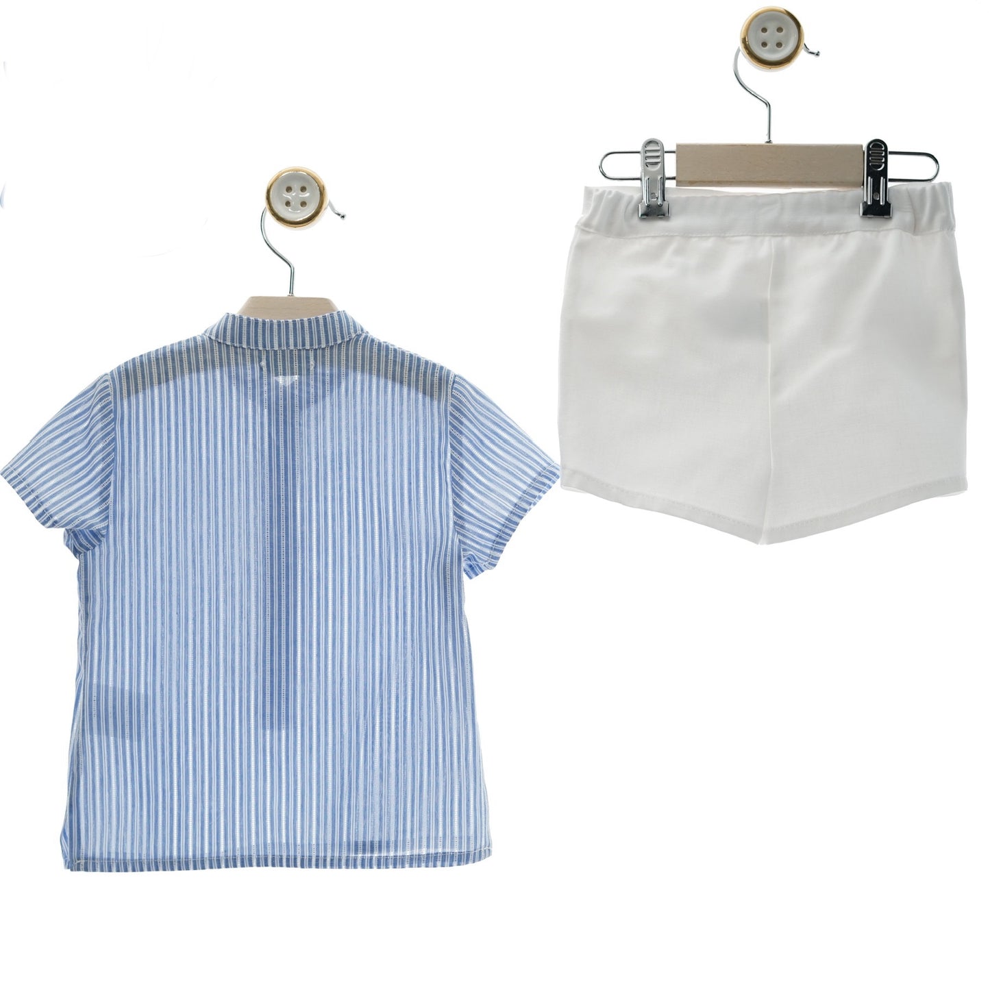 Blue shirt and white shorts set