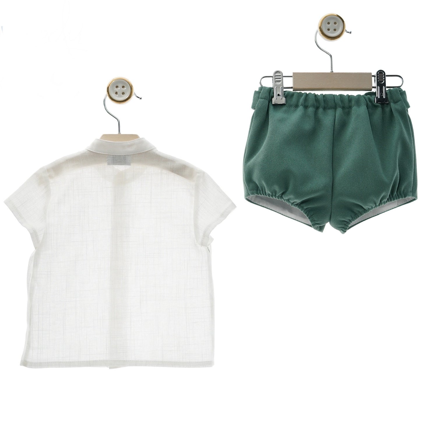 Boy's Set White Shirt and Green Shorts