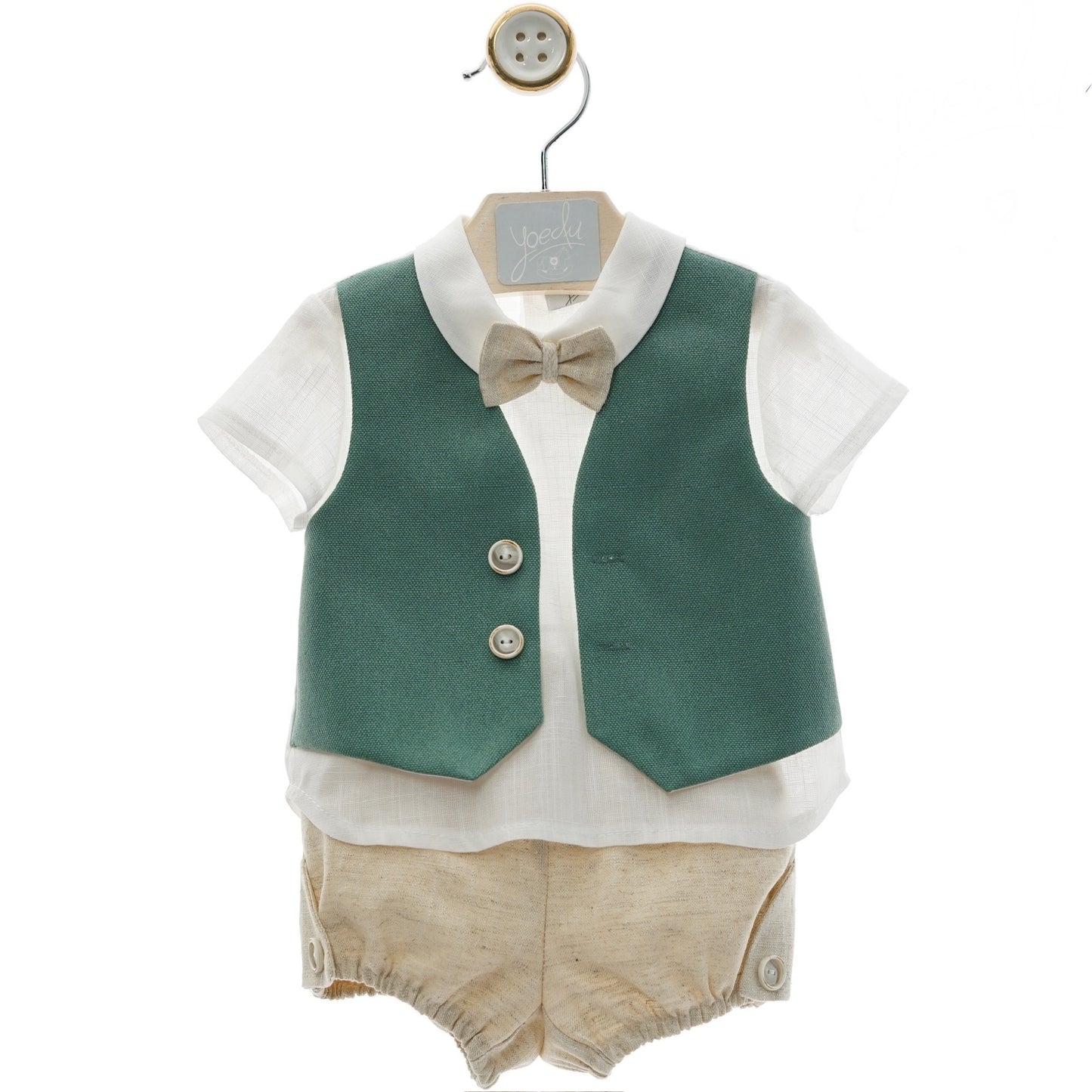 Elegant boy's set with green vest