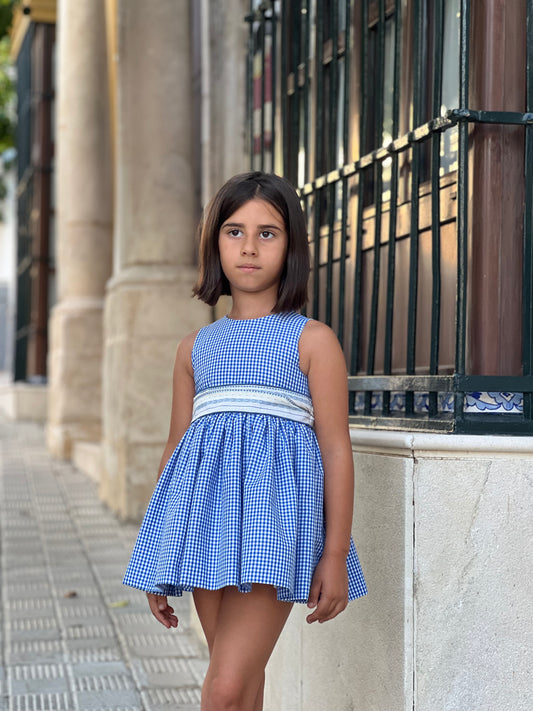 Blue Gingham Summer Girl's Dress