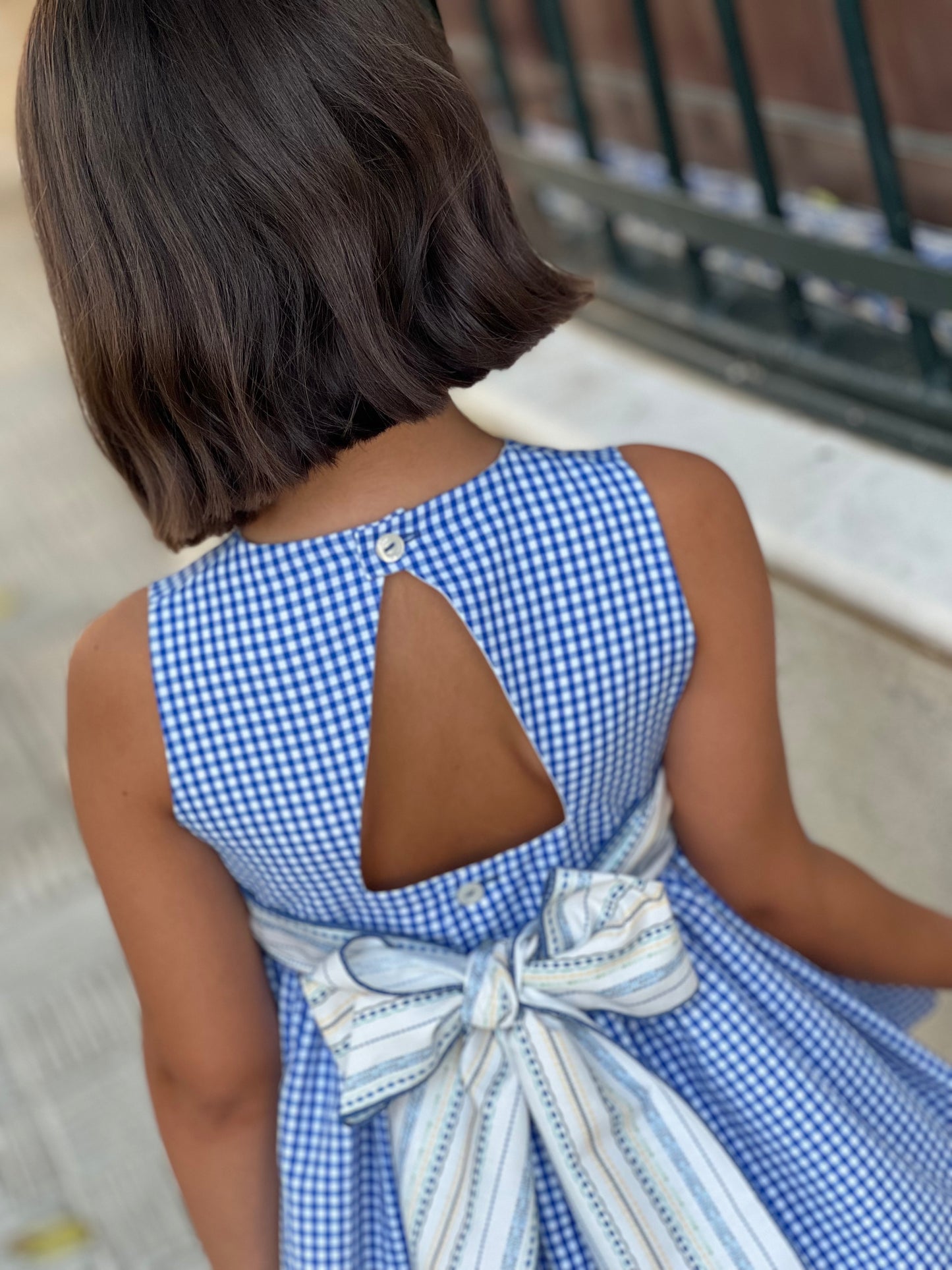 Blue Gingham Summer Girl's Dress