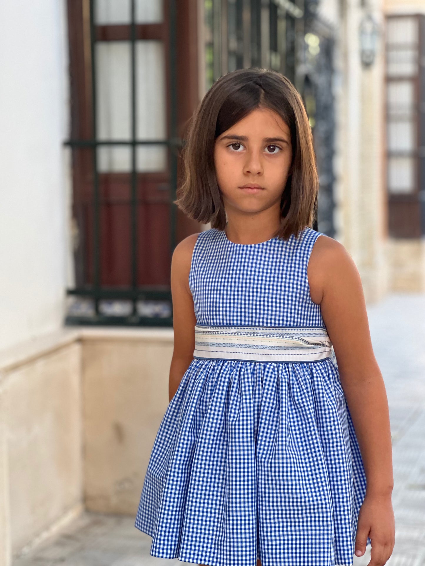 Blue Gingham Summer Girl's Dress
