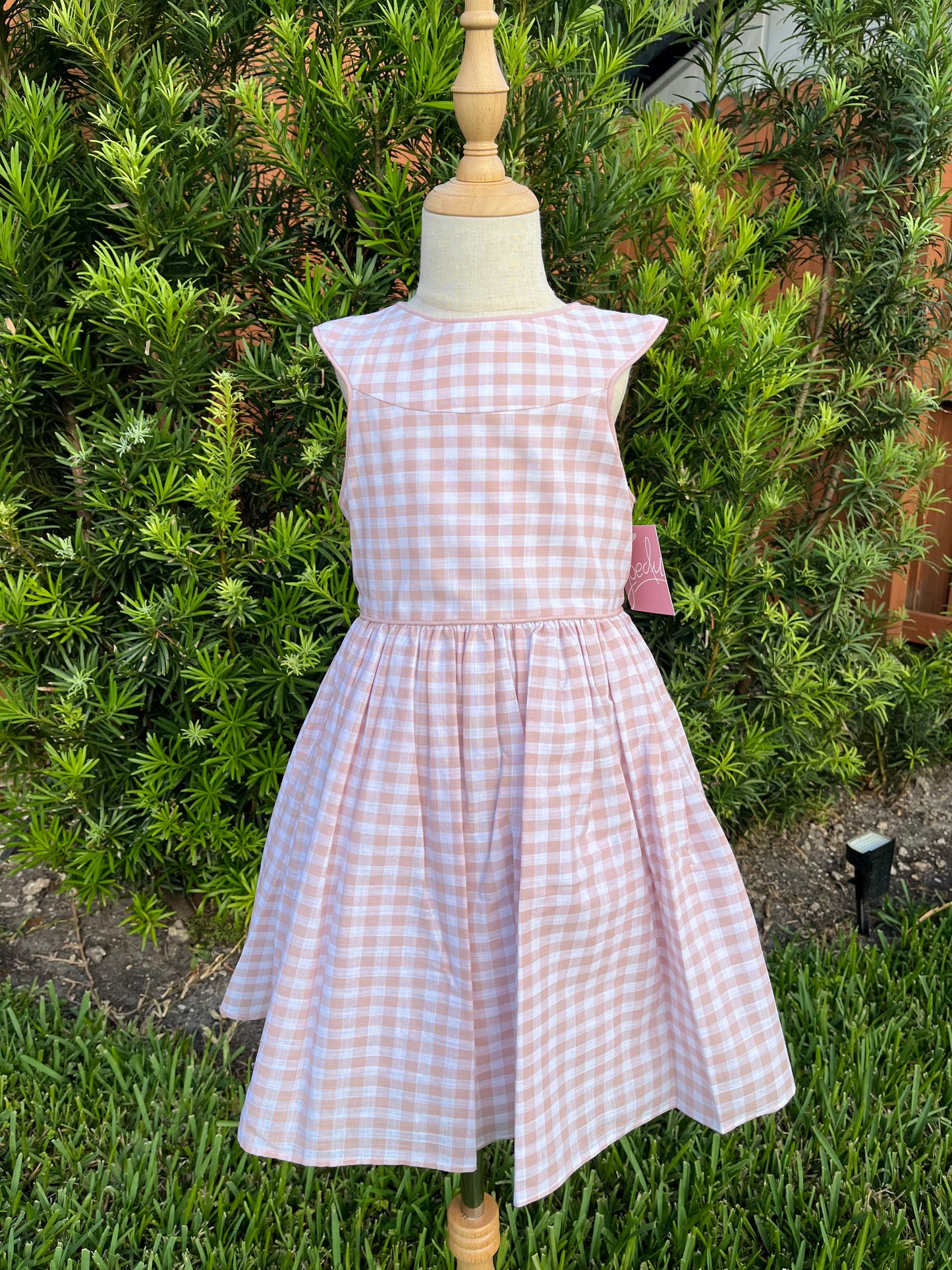 Checkered dress with bow