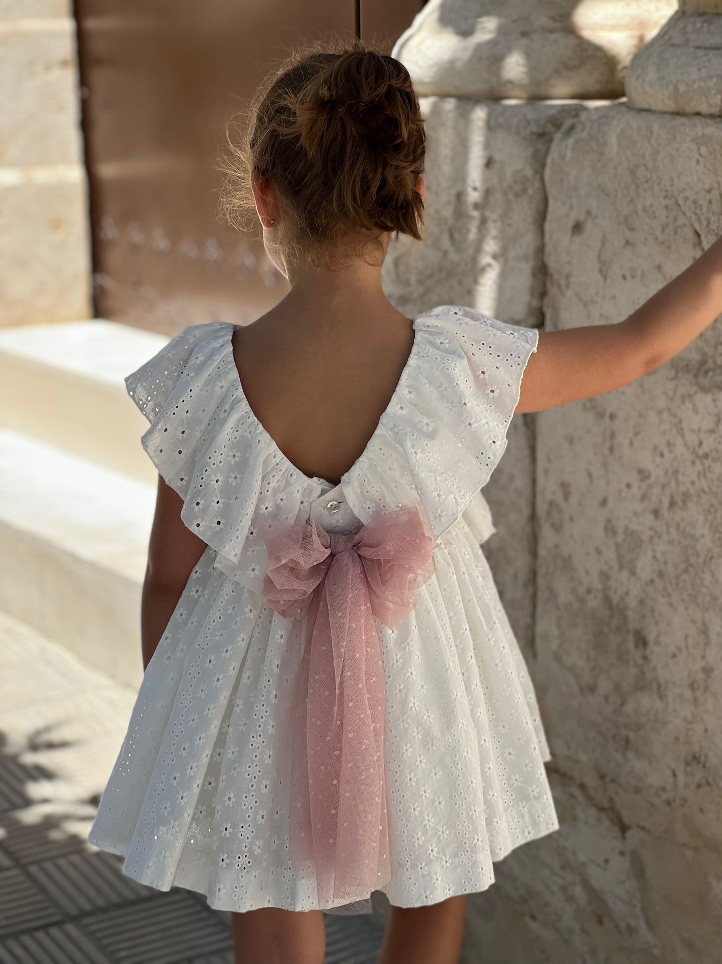 White Embroidered Fabric Dress