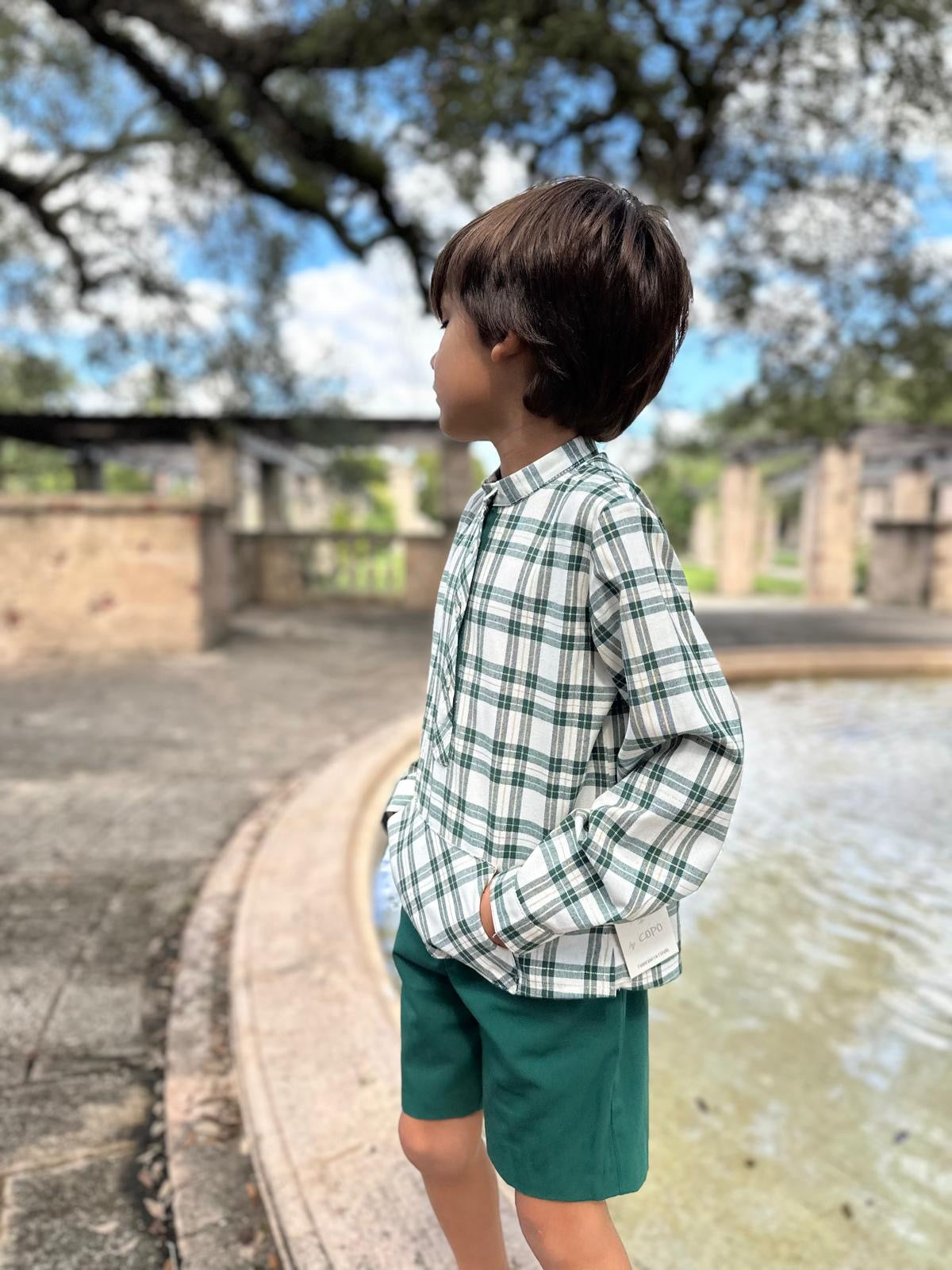 Green Plaid Boy's Set