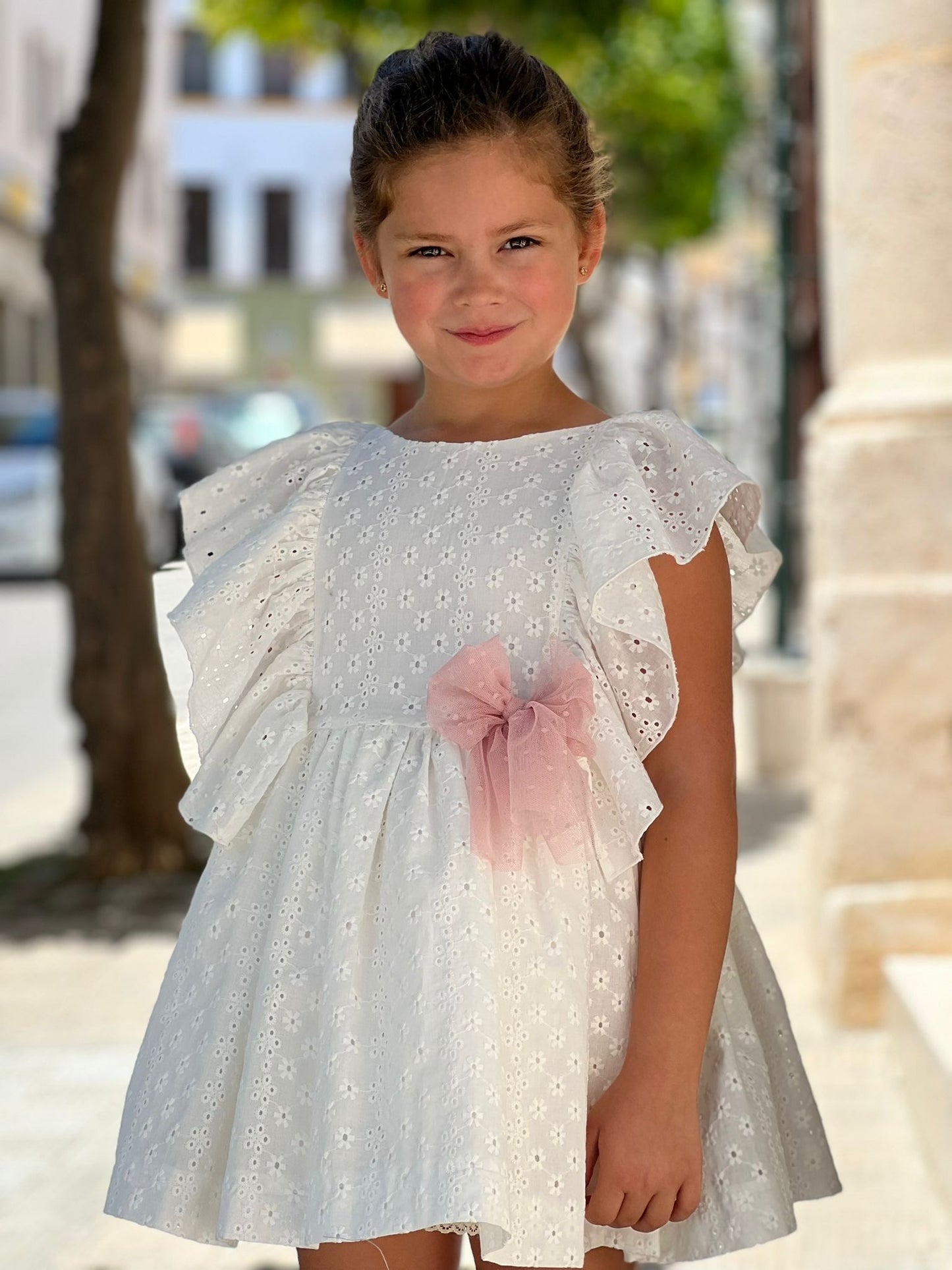 White Embroidered Fabric Dress
