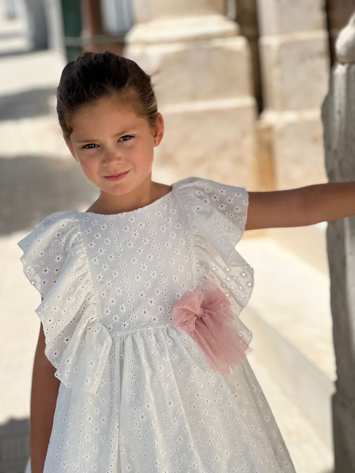 White Embroidered Fabric Dress