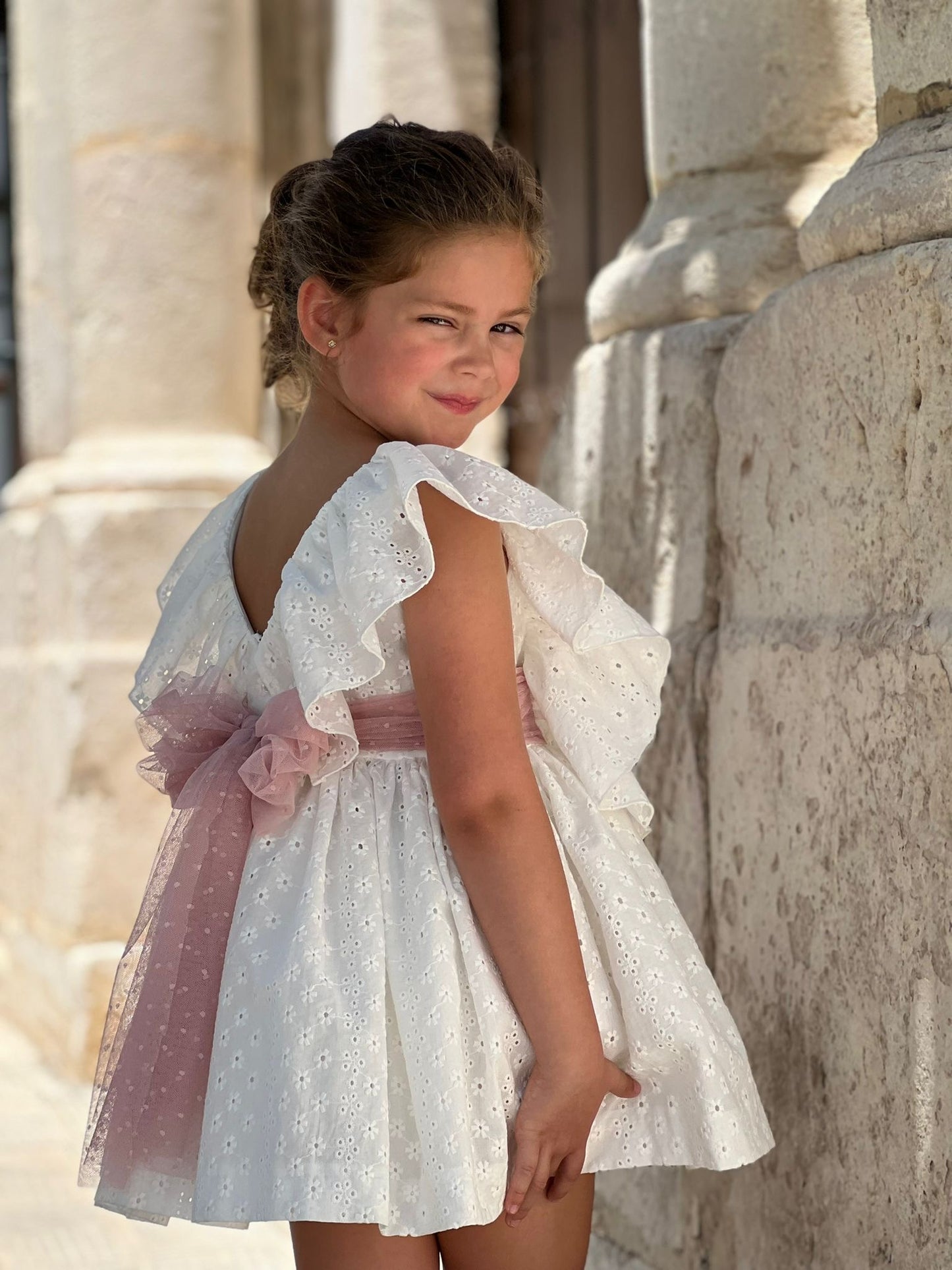 White Embroidered Fabric Dress